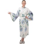 Floral pattern Maxi Velour Kimono