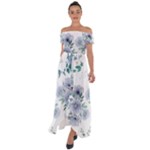 Floral pattern Off Shoulder Open Front Chiffon Dress