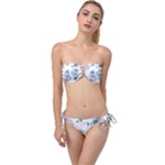 Floral pattern Twist Bandeau Bikini Set