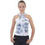 Floral pattern Cross Neck Velour Top