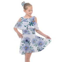 Kids  Shoulder Cutout Chiffon Dress 