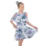 Floral pattern Kids  Shoulder Cutout Chiffon Dress