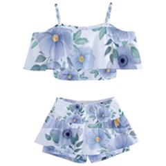 Kids  Off Shoulder Skirt Bikini 