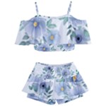 Floral pattern Kids  Off Shoulder Skirt Bikini