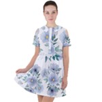 Floral pattern Short Sleeve Shoulder Cut Out Dress 