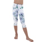 Floral pattern Kids  Lightweight Velour Capri Leggings 