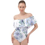 Floral pattern Off Shoulder Velour Bodysuit 