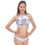 Floral pattern Cross Front Halter Bikini Top