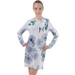 Floral pattern Long Sleeve Hoodie Dress