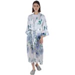 Floral pattern Maxi Satin Kimono