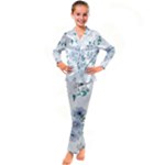 Floral pattern Kid s Satin Long Sleeve Pajamas Set