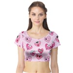 Emoji Heart Short Sleeve Crop Top