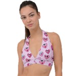 Emoji Heart Halter Plunge Bikini Top