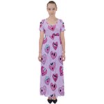Emoji Heart High Waist Short Sleeve Maxi Dress
