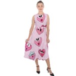 Emoji Heart Midi Tie-Back Chiffon Dress