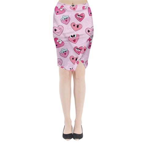 Emoji Heart Midi Wrap Pencil Skirt from ArtsNow.com