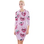 Emoji Heart Quarter Sleeve Hood Bodycon Dress