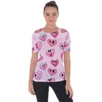 Emoji Heart Shoulder Cut Out Short Sleeve Top