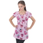 Emoji Heart Puff Sleeve Tunic Top