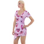 Emoji Heart Short Sleeve Asymmetric Mini Dress