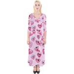 Emoji Heart Quarter Sleeve Wrap Maxi Dress