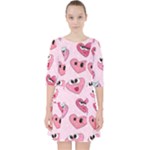 Emoji Heart Quarter Sleeve Pocket Dress