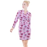 Emoji Heart Button Long Sleeve Dress