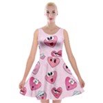 Emoji Heart Velvet Skater Dress