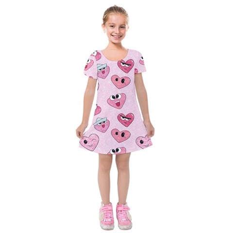 Emoji Heart Kids  Short Sleeve Velvet Dress from ArtsNow.com