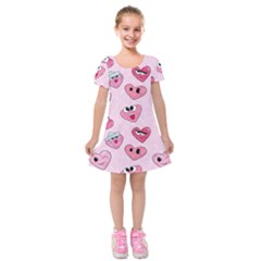 Emoji Heart Kids  Short Sleeve Velvet Dress from ArtsNow.com