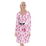 Emoji Heart Long Sleeve Velvet Front Wrap Dress