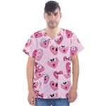 Emoji Heart Men s V-Neck Scrub Top