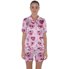 Satin Short Sleeve Pajamas Set 