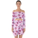 Emoji Heart Off Shoulder Top with Skirt Set