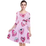 Emoji Heart Quarter Sleeve Waist Band Dress