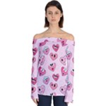 Emoji Heart Off Shoulder Long Sleeve Top