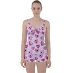 Emoji Heart Tie Front Two Piece Tankini