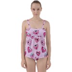 Emoji Heart Twist Front Tankini Set