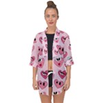 Emoji Heart Open Front Chiffon Kimono