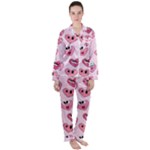 Emoji Heart Satin Long Sleeve Pajamas Set