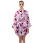 Emoji Heart Long Sleeve Satin Kimono