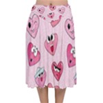 Emoji Heart Velvet Flared Midi Skirt