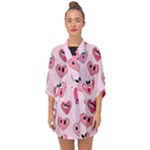 Emoji Heart Half Sleeve Chiffon Kimono