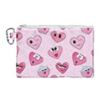 Emoji Heart Canvas Cosmetic Bag (Large)
