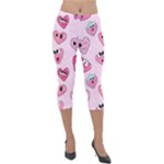 Emoji Heart Lightweight Velour Capri Leggings 