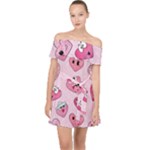 Emoji Heart Off Shoulder Chiffon Dress