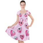 Emoji Heart Cap Sleeve Midi Dress