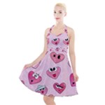 Emoji Heart Halter Party Swing Dress 