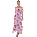 Emoji Heart Off Shoulder Open Front Chiffon Dress