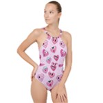 Emoji Heart High Neck One Piece Swimsuit